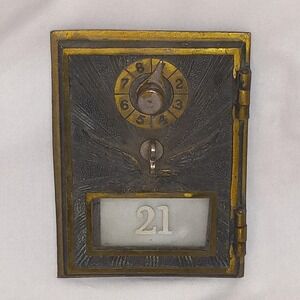 Vintage Mailbox Door Combination Lock‎ Apartment Number 21 Brass Metal